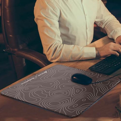 Attack Shark CM05 Contour Glass Gaming Mousepad,Nano-Micro-Etched Texture,Smooth Glass Surface,High Accuracy,Fast-Moving,Anti-Scratch,PU Leather Super Non-Slip Base,Large Size(450×400mm),Black contour - color: Black contour, size: 17.7L x 15.7W inches