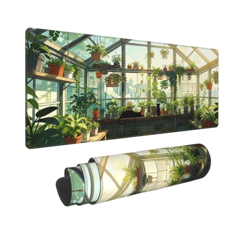 Large Gaming Mouse Pad Desk Mat, Japanese Kawaii Cat Extended Keyboard Mouse Pad Mousepad with Non-Slip Base and Stitched Edge Mouse Mat Desk Pad Mouse Pads for Desk Home Office, 31.5 x 11.8 - color: Japanese Kawaii Cat