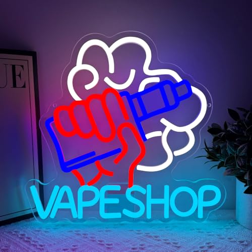 Vape Shop Neon Sign,Electronic Cigarettes Neon Signs for Wall Decor,Vape Signs for Business Smoke Shop Lights Up Sign Logo,Man Cave Bedroom Decor,Bar,Nightclub,Store - color: LB-VapeShop