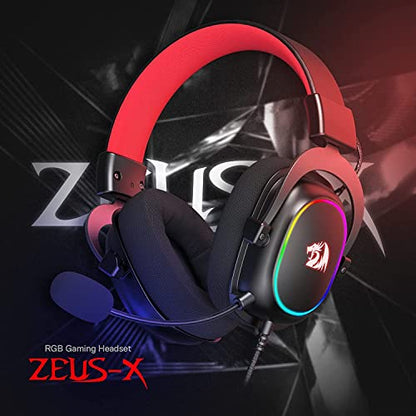Redragon H510 Zeus-X RGB Wired Gaming Headset - 7.1 Surround Sound - 53MM Audio Drivers in Memory Foam Ear Pads w/Reliable Fabric Cover- Multi Platforms Headphone - USB Powered for PC/PS4/NS - color: Black H510 RGB