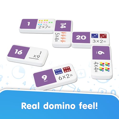Junior Learning Multiplication Dominoes Game Set, 28 Pieces, Ages 7-9, Math Skills, Grade 2-3