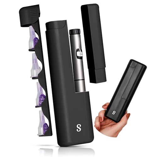 STRAWBERRY & CO Insulin Cooler Travel Case - Built-in Sharps Dispenser & Temperature-Control Organizer- TSA Approved Diabetic Pen Storage for Ozempic, Insulin Pens & Needles - Compact & Leak-Proof - color: Black