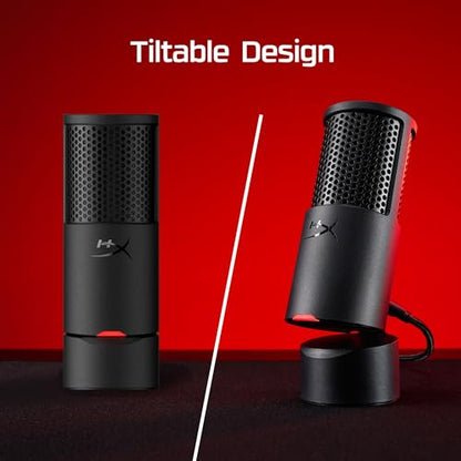 HyperX SoloCast 2 – Gaming USB Condenser Mic for PC, USB-C to USB-A, Built-in Pop Filter, Internal Shock Mount, Plug and Play, 24-bit / 96kHz, Compact Tiltable Stand – Black (Renewed)