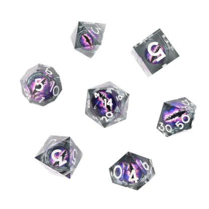 Metal Dice Set for DND - 7pcs with Gift Box, Perfect D&D Gift (Black-Purple) - color: Black-purple