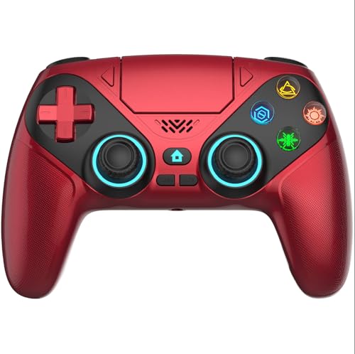 Gamrombo Wireless Gaming Controller for PlayStation 5 /PS5/PS4/PS4 Pro/PS4 Slim with RGB LED Lights, Hall Effect, Trigger Stops, Marco, Turbo, Dual Vibration, with 2.4g Adapter - color: Red