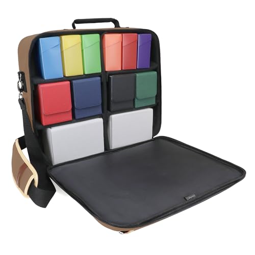 ENHANCE Designer Edition TCG Bag - MTG Shoulder Bag with Customizable Dividers & Accessory Pocket for Deck Boxes, Dice - Card Storage Compatible with Magic the Gathering, Lorcana (Tan) - color: Tan, size: Large