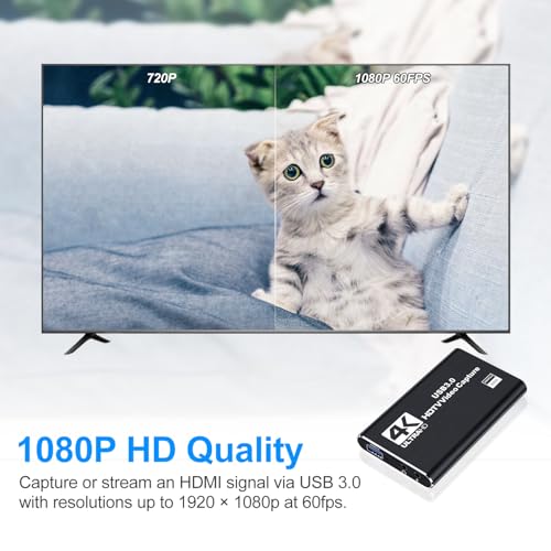 dobestyou 4K Capture Card Black for Streaming, Recording & Gaming – Video Capture Device with USB 3.0, 1080p 60fps, Plug & Play,Zero Latency for PS5, Xbox, Switch, OBS, PC, Mac - size: Capture Card Without Hdmi Cable-Black