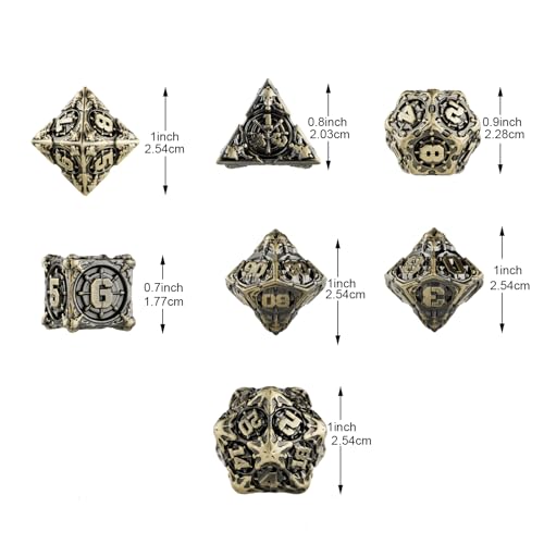 Surpass DND dice Set Metal dice Role Playing Polyhedral Dice Dungeons and Dragons Gifts Pathfinder d&d dice 7piece Set Bronze (Antique Bronze) - color: Antique Bronze