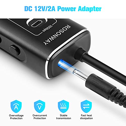Powered USB Hub, Rosonway 7-Port USB 3.2/USB C Hub with 10Gbps USB-A 3.2, 2 USB-C 3.2, 4 USB 3.0 Ports, Individual Switches and 12V Power Adapter, Aluminum USB Port Expander for Laptop/PC, RSH-A107C - size: 7-Port Powered USB Hub