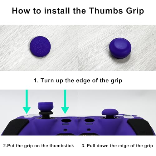 Anti-Slip Purple PS5 Controller Skin,Soft Thicken Studded Protective Silicone Cover Skin Grips Compatible with PS5/Slim/Pro Controller and 8 PCS Thumb Grips Caps. - color: Purple&Black