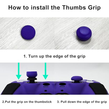 Anti-Slip Purple PS5 Controller Skin,Soft Thicken Studded Protective Silicone Cover Skin Grips Compatible with PS5/Slim/Pro Controller and 8 PCS Thumb Grips Caps. - color: Purple&Black