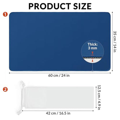 FROGIGO Solid Color TCG Playmat with Carry Bag, 24 x 14 in, 3mm Thick Stitched-Edge Card Game Mat, Non-Slip Rubber Base, No-Logo Play Mat for Trading Card & Tabletop Games - Steel Blue - color: Steel Blue
