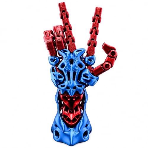 3D Printed Robotic Hand Controller Stand - Cyberpunk Mechanical Jewelry Display & Headset Holder - Futuristic Desk Decor Art Statue for Gaming Setup. (F-Red) - color: F-Red