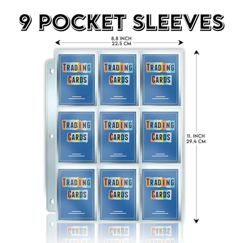 7200 Pockets Trading Card Sleeves, Premium 9 Pocket 400 Sheets, Double-Sided Durable Non-PVC Sleeves, Fits MTG, PKM, Baseball, Football, Hockey & Sports Cards - Fits 3 Ring Binder (400 Sheets) - size: 400 Sheets
