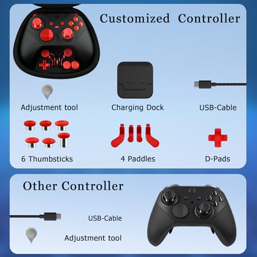 DIY Customized Model 1797 Elite Series 2 Controller-Magic Sound Red,Compatible with Xbox Elite Series 2 Controller,Wireless Custom Gaming Controller,Gamepad Compatible for Xbox One,Xbox Series X/S,With Accessory Bag - color: Magic Sound Red