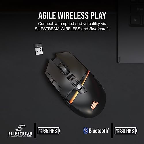 Corsair DARKSTAR RGB Wireless Gaming Mouse for MMO, MOBA - 26,000 DPI - 15 Programmable Buttons - Up to 80hrs Battery - iCUE Compatible - Black - style: DARKSTAR RGB