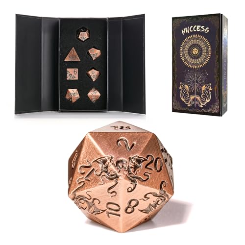 Metal RPG Dice Set,7-Piece Octopus Design,Aged Brass Color,Solid Zinc Alloy Dice for Fantasy Tabletop Role-Playing Games & Gift Box (Brass) - color: Brass