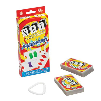 SET Waterproof Card Games for Kids, Matching Game, Learning Games, 6+ | Waterproof Games, Pool Toys, Summer Toys, Family Game Night, Travel Games, Playing Cards Screen-Free - style: SET Waterproof