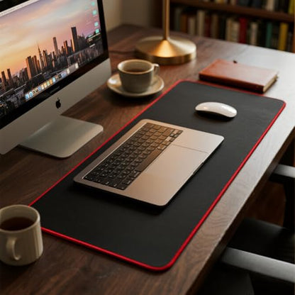 JIALONG Large Gaming Mouse Pad, Extended Mousepad with Red Stitched Edges, XXL Desk Mouse Mat, Big Computer Keyboard Pad for Gaming and Office, 35.4 x 15.7 inches - color: Red Stitched Edges