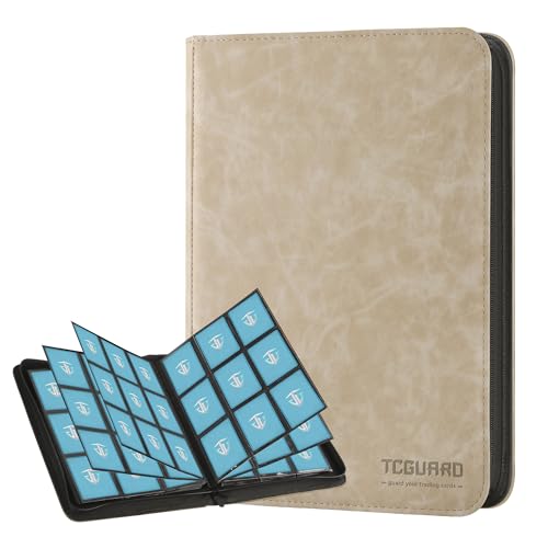 Trading Card Binder, 9 Side Loading Pocket Card Album Hold Up to 540 Cards, Zipper Binder for Cards Collection, TCG Card Holder for Game Card, Sports Card, Yugioh, MTG etc.(Beige 9) - color: Beige