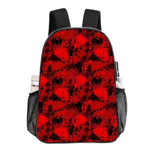 Padded Strap Clear Transparent Bookbag Concert Festival Sports Bag | Heavy Duty, Classic Horror Blood Splatter Red Camo, See Through Daypack - color: Pattern (839)