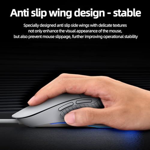 Wired Gaming Business Mouse, 6 Buttons with 2 Customizable Side Keys, Silent Click, Adjustable DPI Up to 8800, RGB Breathing Light, Black Ergonomic Optical Mouse for Windows Mac - color: Black