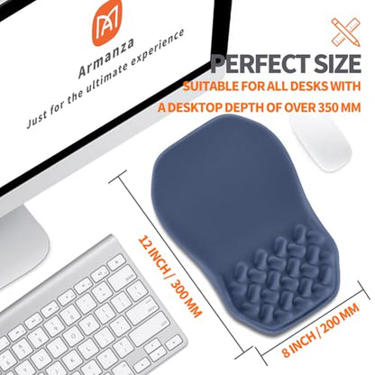 Ergonomic Slope Mouse Pad Wrist Support, Wrist Rest Mousepad for Carpal Tunnel Pain Relief with Massage Bulge and Slow Rebound Memory Foam (12x8 inch, Deep Blue) - color: Am027-deep Blue