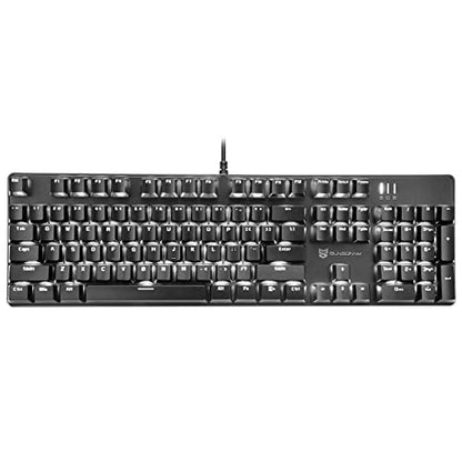 Merdia Brown Switch Black Full Size Mechanical Gaming Keyboard | 104 Keys US Layout Ice Blue Backlit Wired PC Gaming Keyboards | Hot Swappable LED Backlit Wired Mechanical Computer Keyboards - color: Brown Switch Black