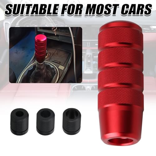 Osilly 3.74 Inch Aluminum Shift Knob with 3 Threaded Adapters, Red | aluminum alloy construction, ergonomic extended grip, supplied adapters, for manual and select automatic cars, interior parts - color: Red