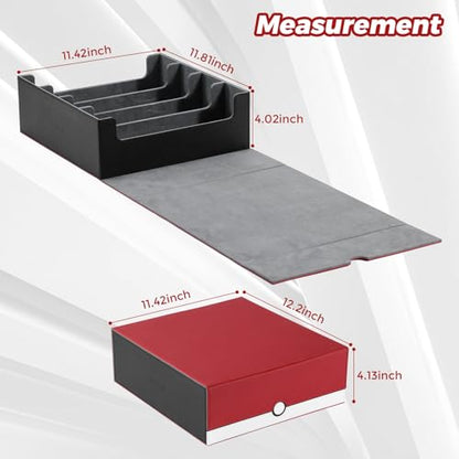tombert White & Red Trading Card CaseHolds 3200+ Cards, Includes 16 Dividers& 4 Customizable Inserts, SecureMagnetic Closure for MTG, YuGiOh,Sports & More (4 Rows) - size: 3200+