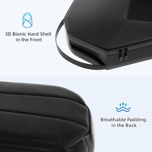 TOENNESEN VR Carrying Case for Meta Quest 3S/3/2, Fits BOBOVR/KIWI Straps | Half-Hard Shell, Shoulder Strap, Storage for Headset and Controllers, Travel-Friendly Design - color: Black