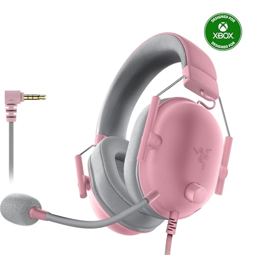 Razer BlackShark V2 X Wired Xbox Gaming Headset, Pink | 50mm Drivers, Cardioid Mic, Lightweight, Comfortable Noise Isolating Earcups, For Xbox Series X, Series S, PS5, PC, Switch - color: Quartz Pink, size: 3.5 mm (Pack of 1), style: Xbox
