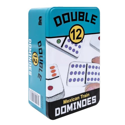 Double 12 Domino Game Travel Tin, Portable Family Game, Ages 8+