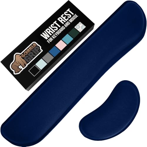 GORILLA GRIP Silky Gel Memory Foam Wrist Rest for Computer Keyboard, Mouse, Ergonomic Design for Typing Pain Relief, Desk Pads Support Hand and Arm, Mousepad Rests, Stain Resistant, 2 Piece Pad, Navy - color: Navy Blue, size: Set of 2 (Keyboard Rest + Mou