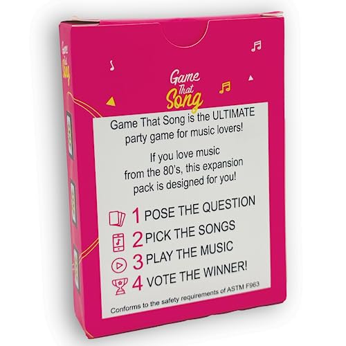 Game That Song 80's Mix Expansion - 50 New Cards - Music Card Game for Family, Adults, and Teens. Hilarious, Addictive, and Competitive Fun for Game Nights! - style: 80's Expansion