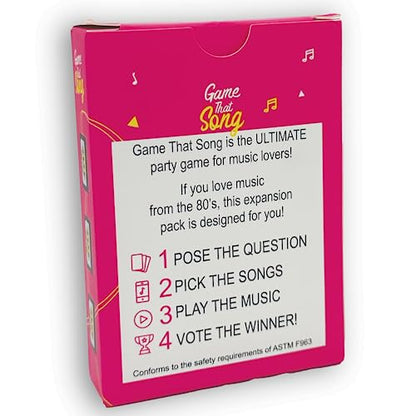 Game That Song 80's Mix Expansion - 50 New Cards - Music Card Game for Family, Adults, and Teens. Hilarious, Addictive, and Competitive Fun for Game Nights! - style: 80's Expansion