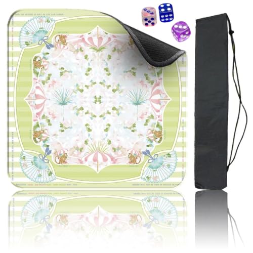 Blue and Yellow Summer Italian Lemon Mahjong Mat,Lemon Yellow Neoprene Mahjong Mat,Rubber Anti Slip and Noise Reduction Multi Purpose Game Table Cover for Mahjong, Card, Board Tile Games (M)