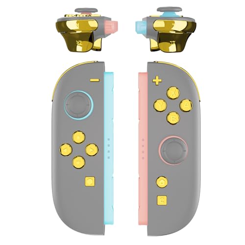 eXtremeRate DIY Replacement Full Set Buttons for Joycon 2, Custom ABXY Direction Keys Dpad + - C Home Capture Release L R ZR ZL Trigger Buttons for Nintendo Switch 2 Controller - Chrome Gold - color: Chrome Gold