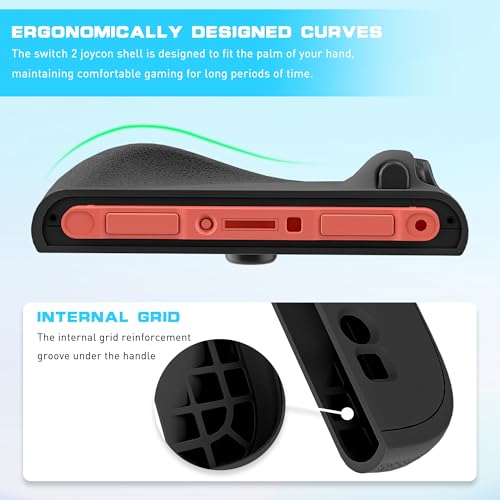 Switch 2 Controller Handle Silicone Case, Frosted Switch 2 2025 Protective Cover for Left and Right Grip Controller and 2 Thump Caps, [2 Pieces] Soft Replacement Shell - Black - color: Black-Black