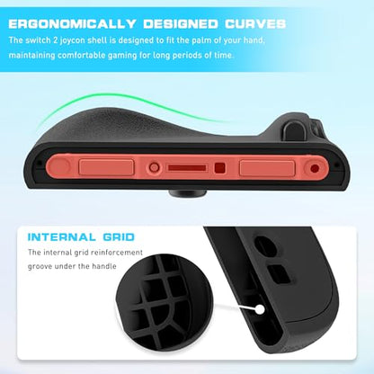 Switch 2 Controller Handle Silicone Case, Frosted Switch 2 2025 Protective Cover for Left and Right Grip Controller and 2 Thump Caps, [2 Pieces] Soft Replacement Shell - Black - color: Black-Black