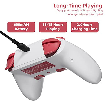 White Wireless Bluetooth Pro Controller for IOS/Android Phone, Switch/OLED/Lite, Steam Deck, PC, Multi Platform with RGB Light, Programmable Back Buttons, Headphone Jack, Anime Girl Touro - color: Red