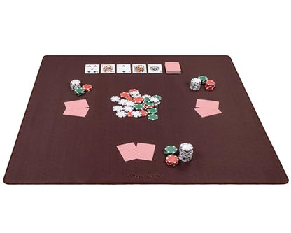 Board Game Mat 35"x35" Designed for 36 in Tables, Mahjong Mat with Carrying Bag, Neoprene Playmat, Table Cover for Board Games, Tile, Poker, RPG and Dominoes (Brown) - color: Brown