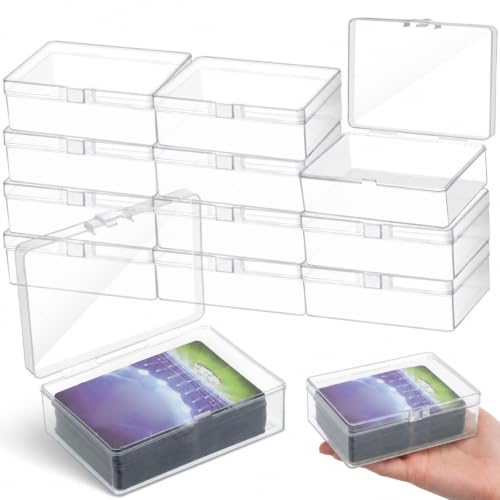 12 Pcs Playing Card Boxes Clear Plastic Deck Cases Trading Card Storage Boxes Game Cases Holder 4.05 x 2.91 x 1.35 Inch