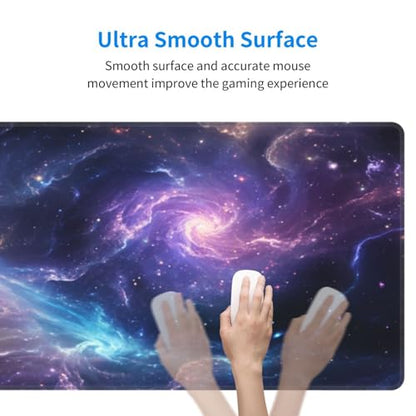 Gaming Mouse Pad Desk Pad,Extended Big Mouse Pad,31.5x11.8 Inch Long Computer Keyboard Mouse Mat Mousepad with 3mm Non-Slip Base and Stitched Edge for Gaming and Office… (Nebula) - color: Nebula
