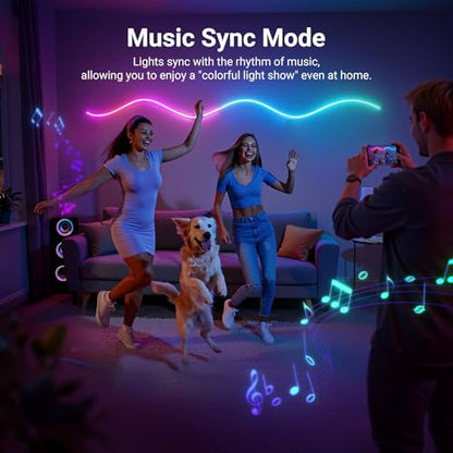 NEEWER 9.84ft/3m LED Strip Lights, Smart AI RGB IC Flexible Cuttable Neon Rope Light, App Control, Bedroom Gaming Room Indoor Studio Home Wall Decor, Compatible with Google Assistant Alexa, NS02 - size: 9.84ft/3m