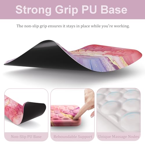 Ospelelf Ergonomic Mouse Pad and Keyboard Wrist Rest Support, Wrist Rest for Computer Keyboard, Office, Gaming, Pink - color: Pink Marble
