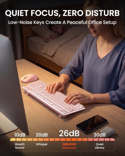 Wireless Keyboard and Mouse Combo with White Backlit Pudding Keycaps, Bluetooth & 2.4G, 2000mAh Rechargeable, Full Size, Metal Panel Quiet Computer Keyboard Set for Windows PC Desktop - Pink - color: Pink