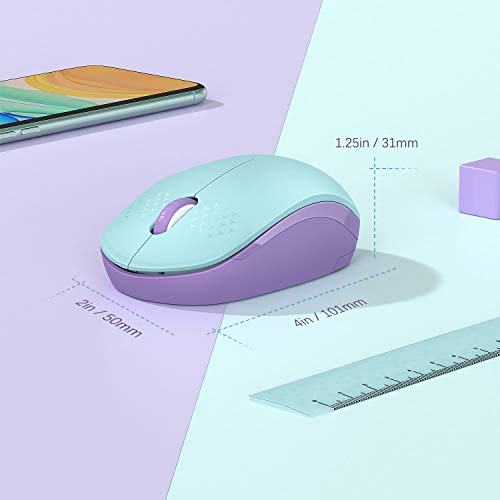 seenda Wireless Mouse for Laptop, 2.4G Noiseless Mouse with USB Receiver - Optical Tracking Portable Computer Mice for Chromebook, PC, Tablet, Windows System, 24 Months Battery Life -Mint Green&Purple - color: Mint Green and Purple