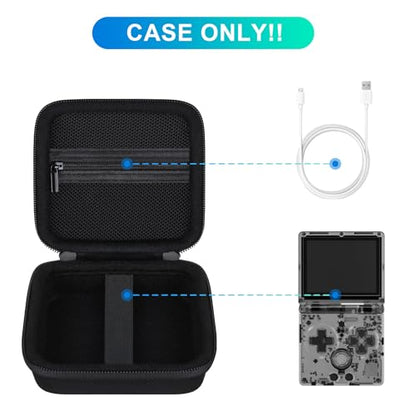 BOVKE Carrying Case Compatible with Anbernic RG35XXSP / RG34XX SP Handheld Game Console, Clamshell Retro Games Consoles Flip Hand-held System Holder with Mesh Pocket for Cables and Accessories, Black - style: Black Case