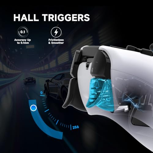 ASRVA White Wireless Pro Controller for PS5, Hall Effect Joystick No Drift, 2 Back Paddles, Macro, Gyro, 1000mAh, RGB, Compatible with PS5/Pro/Slim/PC/iOS/Android - color: White